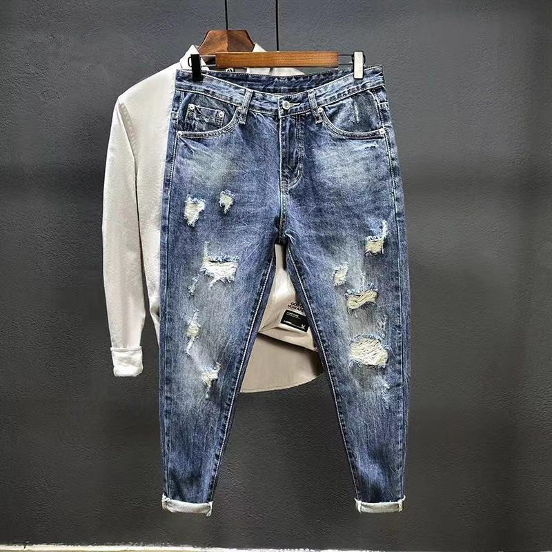 Nine-point jeans with holes fo - огляд і ціна Men'S Shoes For Jeans