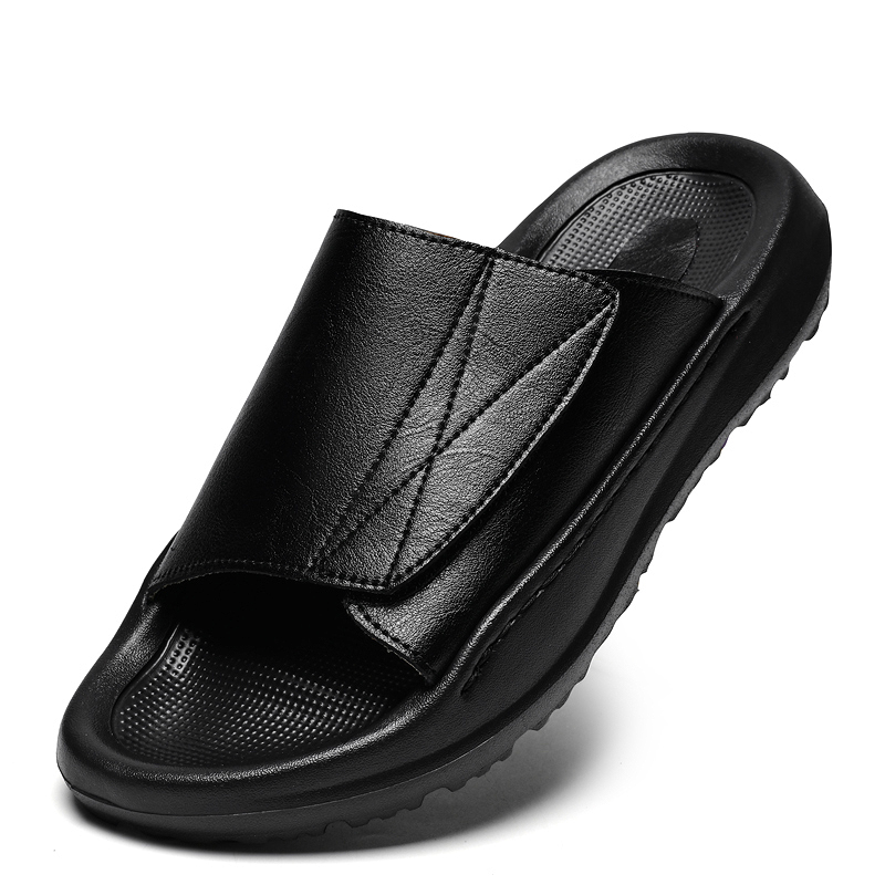 Easy-top Leather Slide Slipper - огляд і ціна Men Shoes Velcro